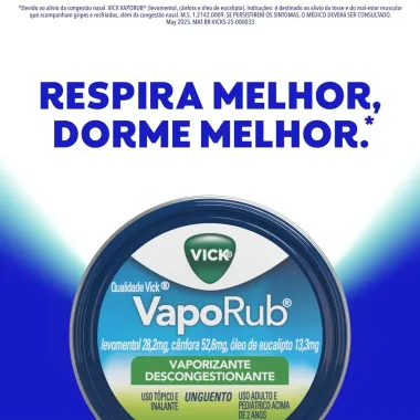 Vick VapoRub Pomada para Gripe e Congest&atilde;o Nasal 12g