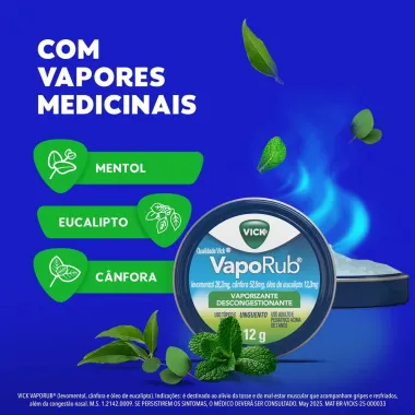 Vick VapoRub Pomada para Gripe e Congest&atilde;o Nasal 12g
