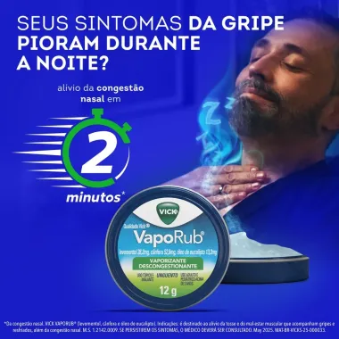 Vick VapoRub Pomada para Gripe e Congest&atilde;o Nasal 12g