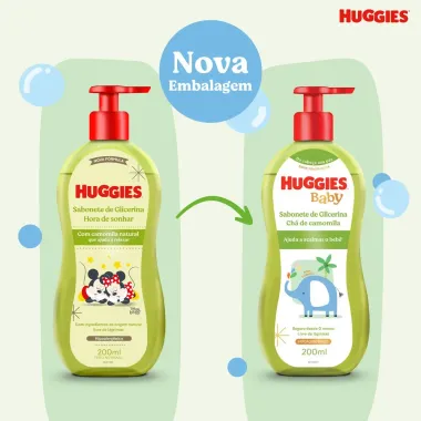 Sabonete L&iacute;quido Infantil Huggies Ch&aacute; de Camomila 200ml