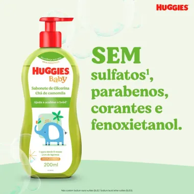 Sabonete L&iacute;quido Infantil Huggies Ch&aacute; de Camomila 200ml