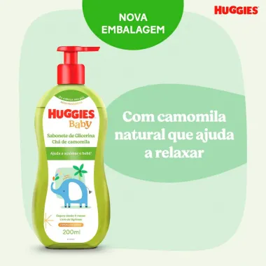 Sabonete L&iacute;quido Infantil Huggies Ch&aacute; de Camomila 200ml