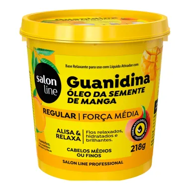 Guanidina Salon Line Alisa e Relaxa &Oacute;leo de Semente de Manga Regular For&ccedil;a M&eacute;dia Cabelos M&eacute;dios ou Finos 218g