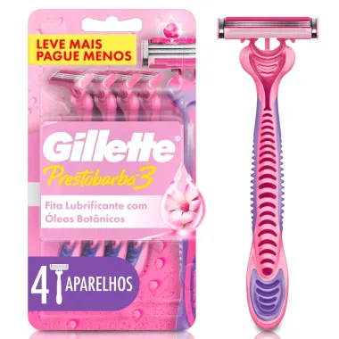 Aparelho de Depila&ccedil;&atilde;o Gillette Prestobarba 3 Descart&aacute;vel Leve 4 Pague 3