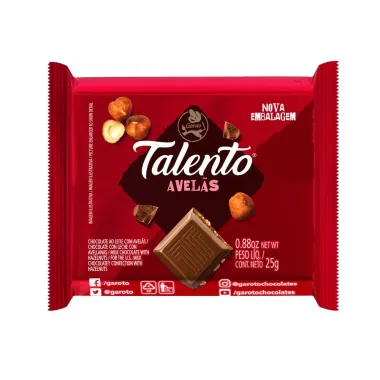 Chocolate Garoto Talento ao Leite com Avel&atilde;s 25g
