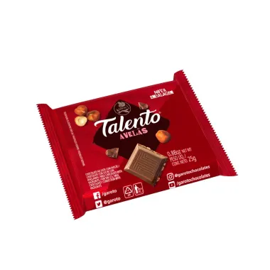Chocolate Garoto Talento ao Leite com Avel&atilde;s 25g