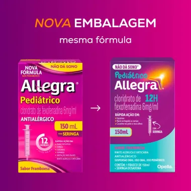 Allegra Pedi&aacute;trico 6mg/ml Antial&eacute;rgico Infantil Suspens&atilde;o Oral com 150ml