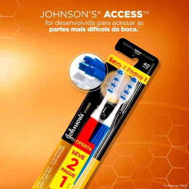 Escova Dental Johnson's Reach Access M&eacute;dia 40 Cabe&ccedil;a Grande Cores Sortidas Leve 2 Pague 1