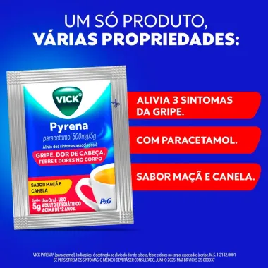 Vick Pyrena Sabor Canela e Ma&ccedil;&atilde; Envelope 5g