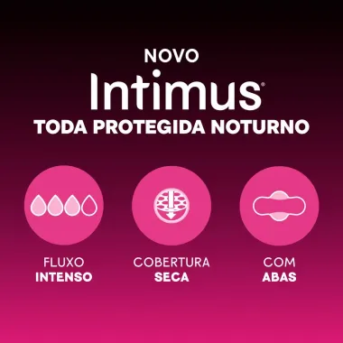 Absorvente Intimus Noturno Cobertura Seca com Abas 8 Unidades