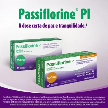 Passiflorine PI 500mg/25mg com 20 Comprimidos Revestidos