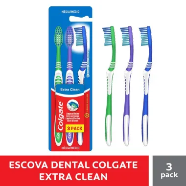 Escova de Dente Colgate Extra Clean 3 Unidades