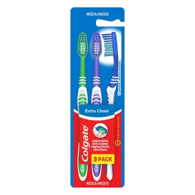 Escova de Dente Colgate Extra Clean 3 Unidades