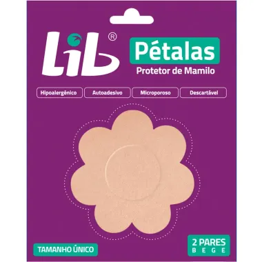 Protetor de Mamilo Lib Pétalas Autoadesivo Descartável Tamanho Único Cor Bege com 2 Pares