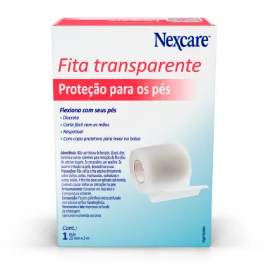 Fita Protetora para os P&eacute;s Nexcare Transparente 25mm x 3m com 1 Rolo