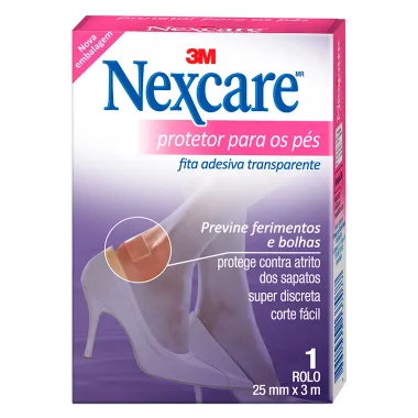 Fita Protetora para os P&eacute;s Nexcare Transparente 25mm x 3m com 1 Rolo