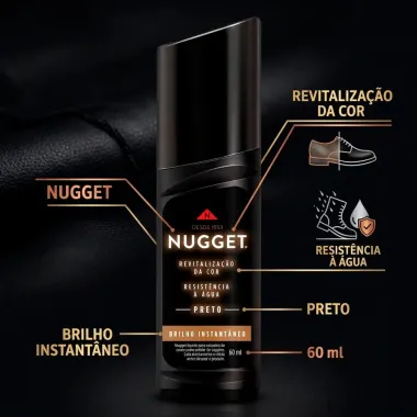 Nugget Graxa L&iacute;quida Brilho Instant&acirc;neo Preta 60ml