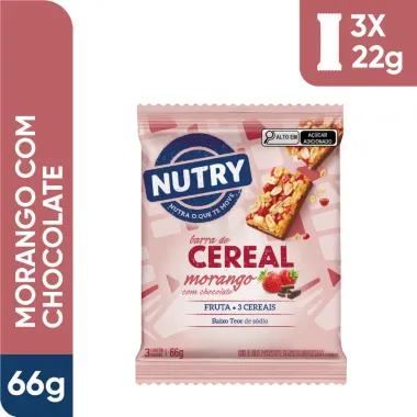 CEREAIS NUTRY MORANGO CHOC 22G C/3