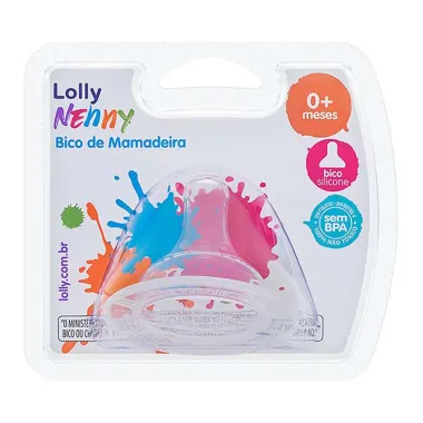 Bico de Mamadeira Lolly em Silicone Big Redondo Fluxo Pequeno com 1 Unidade