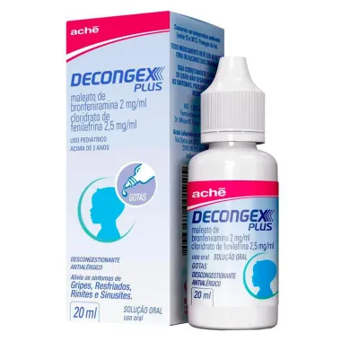 Decongex Plus Maleato de Bronfeniramina 2mg/ml + Cloridrato de Fenilefrina Gotas 20ml