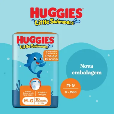 Fralda Huggies Little Swimmers Tamanho M/G com 10 Fraldas Descart&aacute;veis
