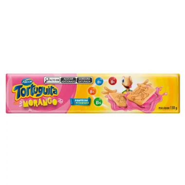 Biscoito Arcor Tortuguita Recheio Morango 130g
