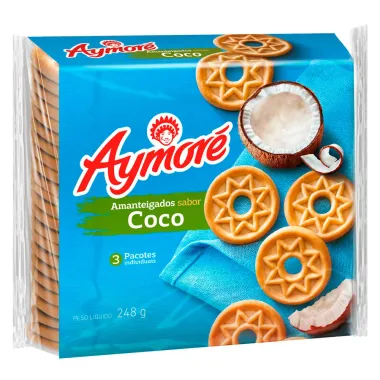 Biscoito Aymoré Amanteigados Sabor Coco com 248g