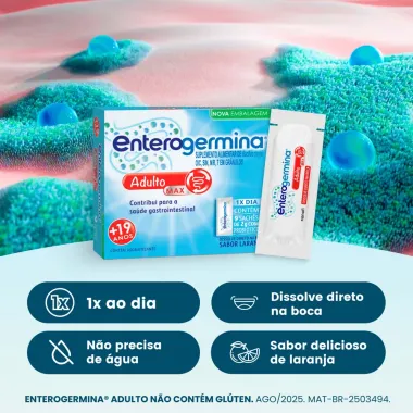 Probiótico Enterogermina Adulto Sabor Laranja com 9 Sachês de 2g cada