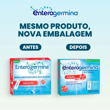 Probiótico Enterogermina Adulto Sabor Laranja com 9 Sachês de 2g cada