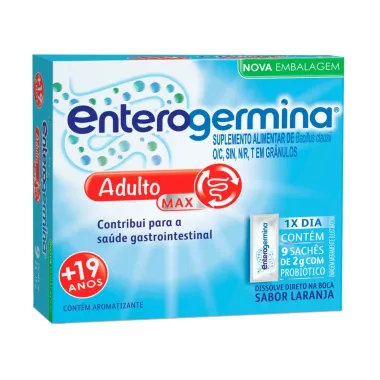 Probiótico Enterogermina Adulto Sabor Laranja com 9 Sachês de 2g cada