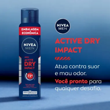Desodorante Nivea Men Active Dry Impact Aerosol Antitranspirante 200ml