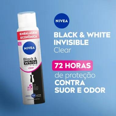 Desodorante Nivea Invisible Black & White Clear Aerosol Antitranspirante 200ml