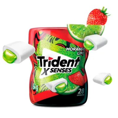 Chiclete Trident X Senses Sabor Morango Lime 54g