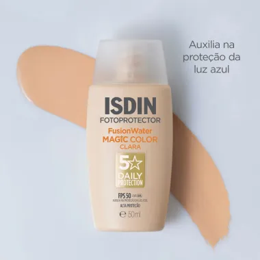 Protetor Solar Facial Isdin Fusion Water 5 Stars Color FPS 50 Cor Clara 50ml