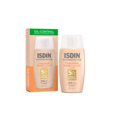 Protetor Solar Facial Isdin Fusion Water 5 Stars Color FPS 50 Cor Clara 50ml