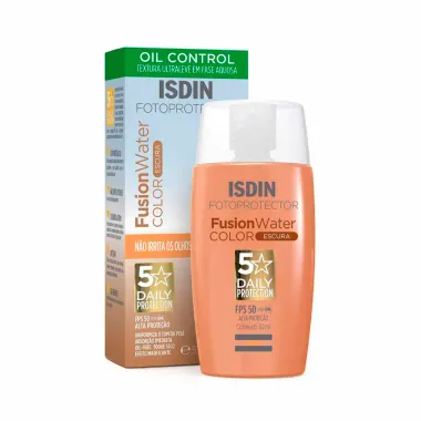 Protetor Solar Facial Isdin Fusion Water 5 Stars Color FPS 50 Cor Escura 50ml