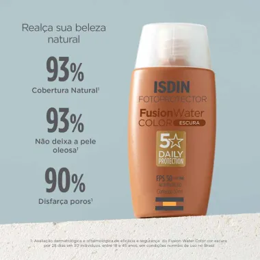 Protetor Solar Facial Isdin Fusion Water 5 Stars Color FPS 50 Cor Escura 50ml