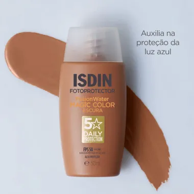 Protetor Solar Facial ISDIN Fusion Water Magic Color FPS 50 Cor Escura 50ml