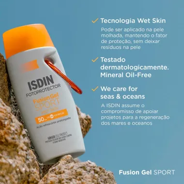 Protetor Solar Corporal Isdin Fusion Gel Sport Wet Skin FPS 50 89,5g
