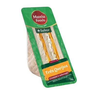Sandu&iacute;che Mania Lanches Natural Tr&ecirc;s Queijos 140g