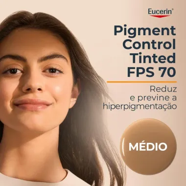 Protetor Solar Facial Eucerin Sun Pigment Control Tinted Gel Creme Anti Pigment M&eacute;dio FPS 70 50ml