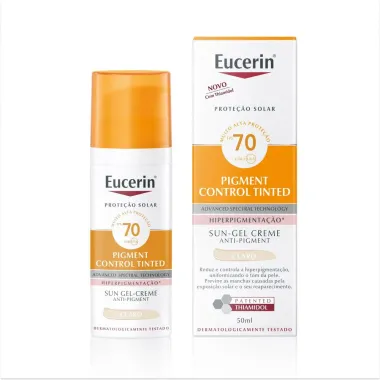 Protetor Solar Facial Eucerin Sun Pigment Control Tinted Gel Creme Anti Pigment Claro FPS 70 50ml