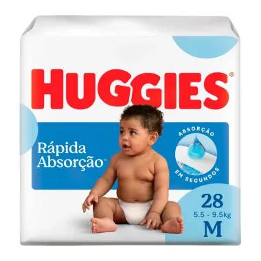 Fralda Huggies Tripla Proteção Tamanho M Pacote Jumbo 28 Unidades Descartáveis
