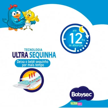 Fralda Babysec Ultrasec Tamanho XXG Pacote Hiper 52 Unidades Descartáveis