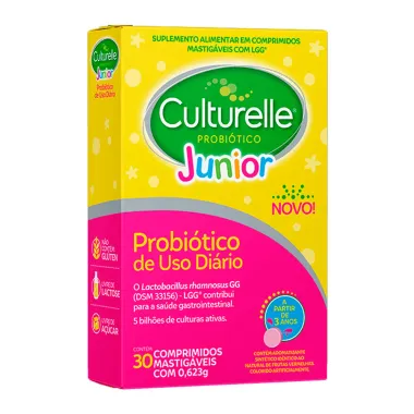 Culturelle Probi&oacute;tico Junior com 30 Comprimidos Mastig&aacute;veis
