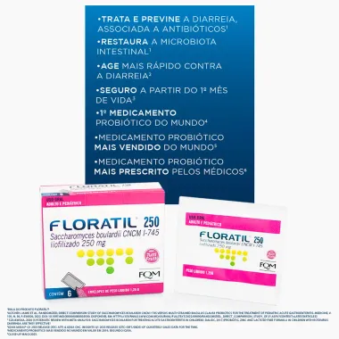 Floratil AT 250mg com 6 Sachês de 1,25g cada