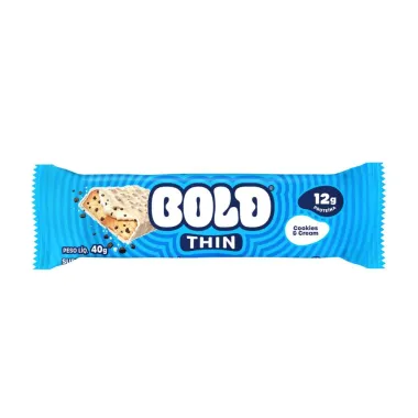 Barra de Proteína Bold Thin Sabor Cookies & Cream com 11g de Proteína 40g