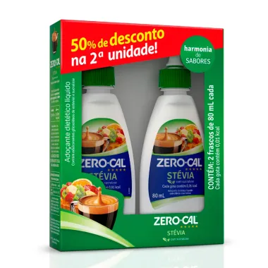 Adoçante Zero Cal Stévia 2 Unidades 80ml cada 50% de Desconto na 2ª Unidade