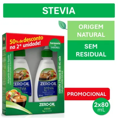 Kit Adoçante Líquido Zero-Cal Stevia 2 Unidades de 80ml cada