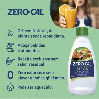Kit Adoçante Líquido Zero-Cal Stevia 2 Unidades de 80ml cada